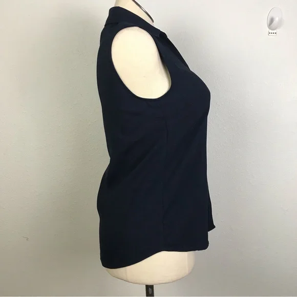 Christopher & Banks women’s blouse sleeveless button down Sz S color blue V-Neck - Picture 2 of 12